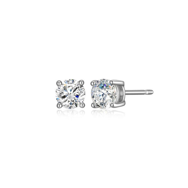 Rhodium Plated Sterling Silver Moissanite Stud Earrings for Women, Jewelry Gift Moissanite Earrings for Women, Elegant Gift Box Included