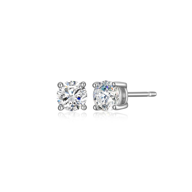 Rhodium Plated Sterling Silver Moissanite Stud Earrings for Women, Jewelry Gift Moissanite Earrings for Women, Elegant Gift Box Included