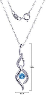 MORGAN & PAIGE Sterling Silver Created White Sapphire and Genuine Swiss Blue Topaz Pendant Necklace, 18"