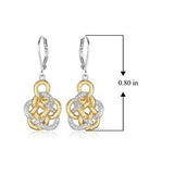 MORGAN & PAIGE Two Tone 18k Yellow Gold and Rhodium Plated 925 Sterling Silver Celtic Knot Drop Earrings