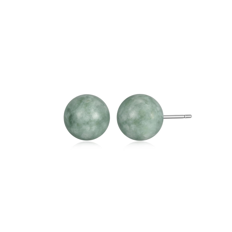 Genuine Jade Stud Earrings with Butterfly Backs, Jade Earrings Sterling Silver, Jadeite Light Green Jade Earrings for Women