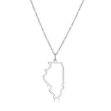 MORGAN & PAIGE .925 Sterling Silver Rhodium Plated US Home States Outline Map Pendant Necklaces for Women - Long Distance Friendship Dainty Hypoallergenic Sterling Silver Necklace for Women 18 inch