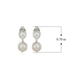 MORGAN & PAIGE 925 Sterling Silver Bezel-Set Gemstone Birthstone and 8mm White Freshwater Cultured Pearl Post Drop Earrings