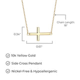 MORGAN & PAIGE 10k Yellow Gold Necklace For Women - Sideways Fine Choker Cross Necklace for Women, Lightweight and Dainty Cross Pendant Charm Jewelry Gift for Her 18 inch