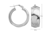 MORGAN & PAIGE 925 Sterling Silver Thick Stripe Hoop Earrings, 0.6" Diameter