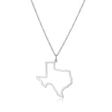 MORGAN & PAIGE .925 Sterling Silver Rhodium Plated US Home States Outline Map Pendant Necklaces for Women - Long Distance Friendship Dainty Hypoallergenic Sterling Silver Necklace for Women 18 inch