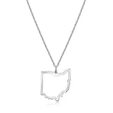 MORGAN & PAIGE .925 Sterling Silver Rhodium Plated US Home States Outline Map Pendant Necklaces for Women - Long Distance Friendship Dainty Hypoallergenic Sterling Silver Necklace for Women 18 inch