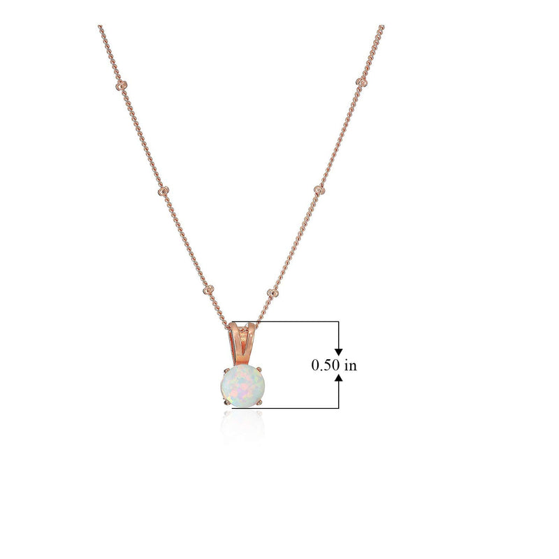 MORGAN & PAIGE .925 Sterling Silver 18K Yellow or 14k Rose Gold Plated Created Opal Pendant Station Necklace for Women, Hypoallergenic Sterling Silver Necklace for Women, Dainty Jewelry for Her 18"