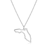 MORGAN & PAIGE .925 Sterling Silver Rhodium Plated US Home States Outline Map Pendant Necklaces for Women - Long Distance Friendship Dainty Hypoallergenic Sterling Silver Necklace for Women 18 inch