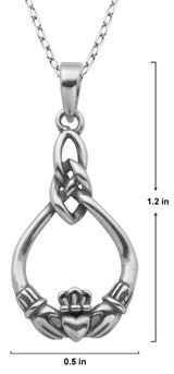 MORGAN & PAIGE Oxidized 925 Sterling Silver Celtic Claddagh Crown, Cross or Celtic Knot Pendant Necklace, 18"