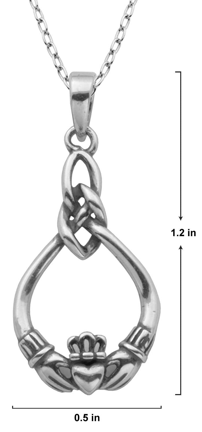 MORGAN & PAIGE Oxidized 925 Sterling Silver Celtic Claddagh Crown, Cross or Celtic Knot Pendant Necklace, 18"