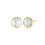 MORGAN & PAIGE 18K Yellow Gold Plated Sterling Silver Genuine Mother of Pearl Stud Earrings or Long Drop Earrings