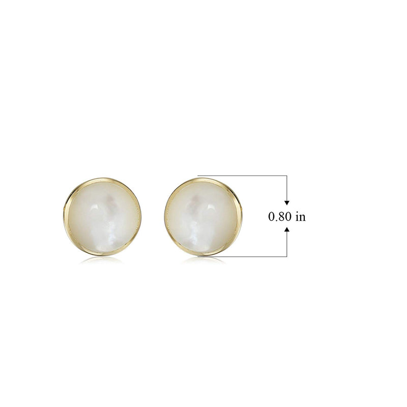 MORGAN & PAIGE 18K Yellow Gold Plated Sterling Silver Genuine Mother of Pearl Stud Earrings or Long Drop Earrings