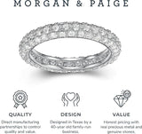 MORGAN & PAIGE Pavéd Eternity Ring - Classic Cubic Zirconia Pavé Ring Anniversary Eternity Band - 925 Sterling Silver Women’s Infinity Ring