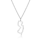 MORGAN & PAIGE .925 Sterling Silver Rhodium Plated US Home States Outline Map Pendant Necklaces for Women - Long Distance Friendship Dainty Hypoallergenic Sterling Silver Necklace for Women 18 inch