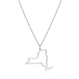 MORGAN & PAIGE .925 Sterling Silver Rhodium Plated US Home States Outline Map Pendant Necklaces for Women - Long Distance Friendship Dainty Hypoallergenic Sterling Silver Necklace for Women 18 inch