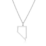 MORGAN & PAIGE .925 Sterling Silver Rhodium Plated US Home States Outline Map Pendant Necklaces for Women - Long Distance Friendship Dainty Hypoallergenic Sterling Silver Necklace for Women 18 inch