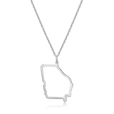 MORGAN & PAIGE .925 Sterling Silver Rhodium Plated US Home States Outline Map Pendant Necklaces for Women - Long Distance Friendship Dainty Hypoallergenic Sterling Silver Necklace for Women 18 inch