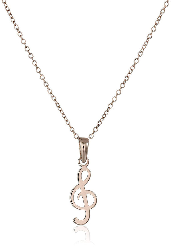 MORGAN & PAIGE 14K Rose Gold Plated 925 Sterling Silver Music Note Pendant Necklace With 18" Cable Chain