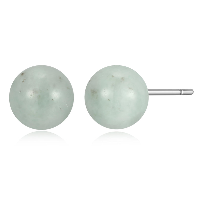 Genuine Jade Stud Earrings with Butterfly Backs, Jade Earrings Sterling Silver, Jadeite Light Green Jade Earrings for Women