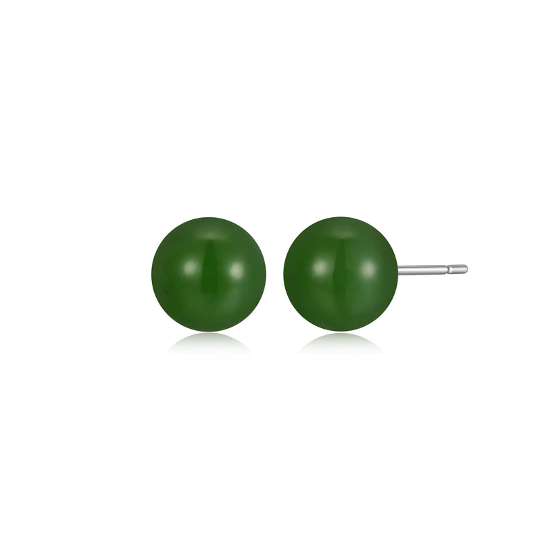 Genuine Jade Stud Earrings with Butterfly Backs, Jade Earrings Sterling Silver, Jadeite Light Green Jade Earrings for Women