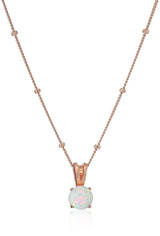 MORGAN & PAIGE .925 Sterling Silver 18K Yellow or 14k Rose Gold Plated Created Opal Pendant Station Necklace for Women, Hypoallergenic Sterling Silver Necklace for Women, Dainty Jewelry for Her 18"