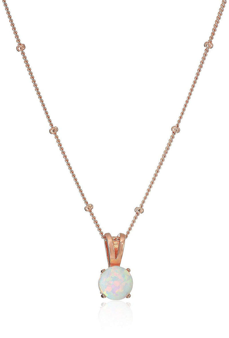 MORGAN & PAIGE .925 Sterling Silver 18K Yellow or 14k Rose Gold Plated Created Opal Pendant Station Necklace for Women, Hypoallergenic Sterling Silver Necklace for Women, Dainty Jewelry for Her 18"