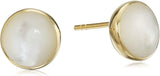 MORGAN & PAIGE 18K Yellow Gold Plated Sterling Silver Genuine Mother of Pearl Stud Earrings or Long Drop Earrings