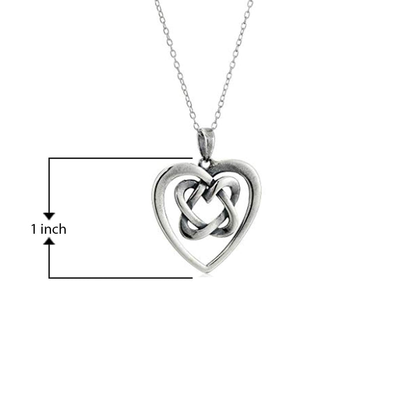 MORGAN & PAIGE Oxidized 925 Sterling Silver Celtic Knot Heart Pendant Necklace 18" Cable Chain