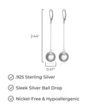 MORGAN & PAIGE Rhodium Plated 925 Sterling Silver Ball Drop Earrings