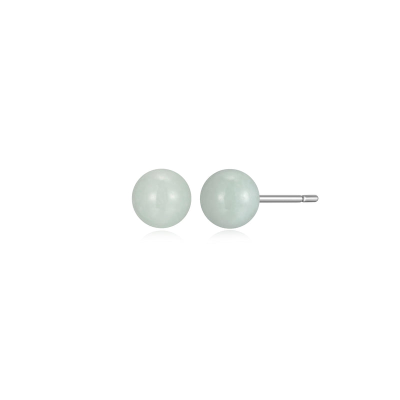 Genuine Jade Stud Earrings with Butterfly Backs, Jade Earrings Sterling Silver, Jadeite Light Green Jade Earrings for Women