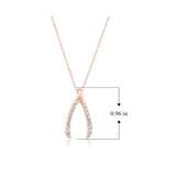 MORGAN & PAIGE 925 Sterling Silver 1" Wishbone Pendant Necklace on 18" Chain - Rose Gold/Yellow Gold/Silver