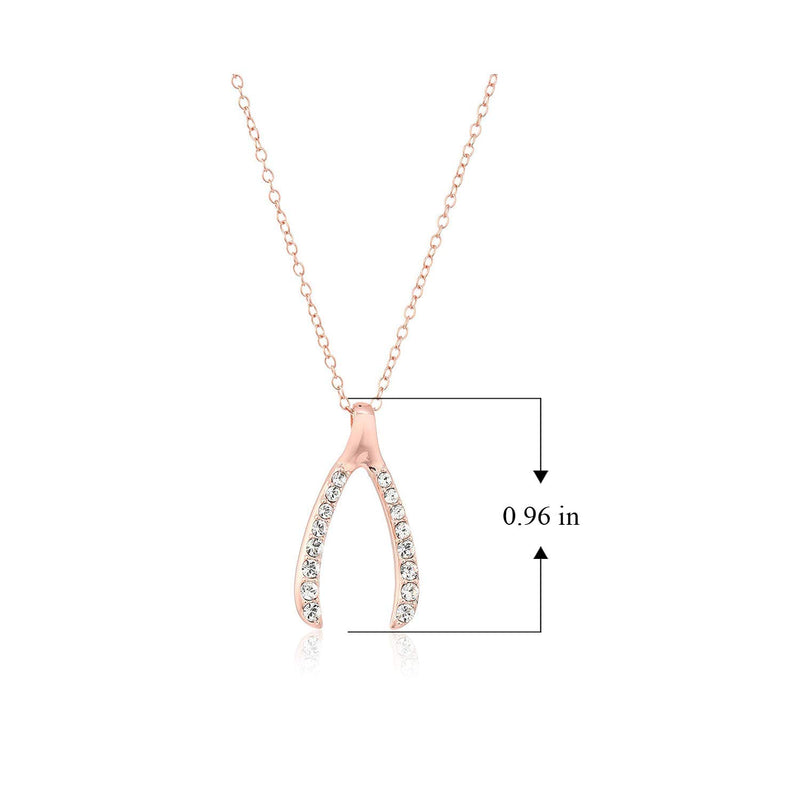 MORGAN & PAIGE 925 Sterling Silver 1" Wishbone Pendant Necklace on 18" Chain - Rose Gold/Yellow Gold/Silver