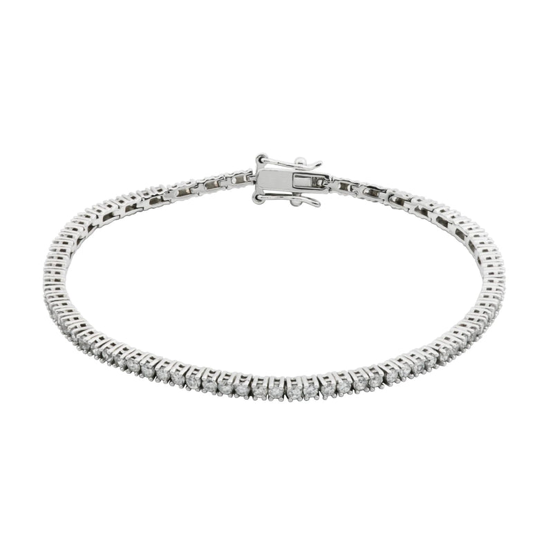 MORGAN & PAIGE 925 Sterling Silver Tennis Bracelet with Cubic Zirconia in Platinum, Yellow Gold, or Rose Gold Plated Finishes; Hypoallergenic Tarnish-Free, Silver Bracelet for Women,7.25 or 8 inch