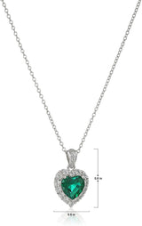 MORGAN & PAIGE Platinum-Plated .925 Sterling Silver Gemstone 1/2" Heart Pendant with White Topaz Halo on 18" Chain - Choice of Birthstone Colors