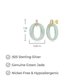 Green Jade and White Topaz Earrings – 14k Gold-Plated Sterling Silver, Genuine Jade Jewelry, Hypoallergenic, Elegant Gift Box Included