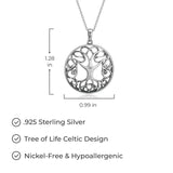 925 Sterling Silver Celtic Knot Openwork Tree of Life Earrings and Pendant Necklace