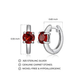 MORGAN & PAIGE Rhodium-Plated Sterling Silver Huggie Hoop Earrings - Hypoallergenic and Nickel-Free for Sensitive Skin, Choice of Birthstone Jewelry, with Elegant Gift Box