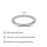 Rhodium-Plated Sterling Silver Wedding Anniversary Band with Lab-Created Diamonds, Hypoallergenic Jewelry for Women Size 7