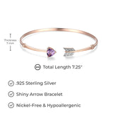 MORGAN & PAIGE 18k Rose Gold over Sterling Silver Pink Amethyst and Created White Sapphire Arrow Open Bangle Bracelet