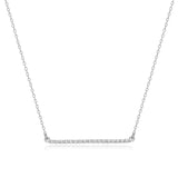 MORGAN & PAIGE .925 Sterling Silver Rhodium Plated Bar Designs Cubic Zirconia Necklace - Elegant and Dainty Sterling Silver Necklace for Women, Jewelry Gift for Her 16" with 2" Extension