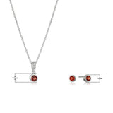 Dainty 925 Sterling Silver Gemstone Birthstone Petite Stud Earrings and 16" Pendant Necklace Jewelry Set