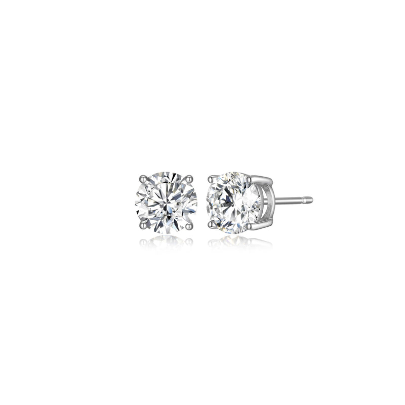 Rhodium Plated Sterling Silver Moissanite Stud Earrings for Women, Jewelry Gift Moissanite Earrings for Women, Elegant Gift Box Included