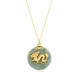 18K Gold-Plated Sterling Silver Chinese Zodiac Sign Pendant Necklace for Women - Hypoallergenic Jade Zodiac Year Pendant with 18-inch Chain - Genuine Green Jade Jewelry