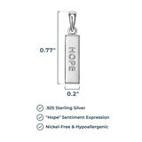 MORGAN & PAIGE .925 Sterling Silver Rhodium Plated Vertical Bar Sentiment Pendant Necklace - Lightweight Dainty Necklace for Women Sterling Silver Necklace, Jewelry Gifts 18" Rope Chain