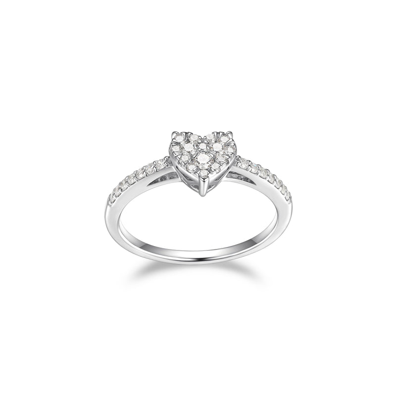 Rhodium-Plated Sterling Silver Ring - 1/3 Carat Total Weight Lab-Created Diamonds, Romantic Jewelry, Hypoallergenic, Elegant Gift Box Included