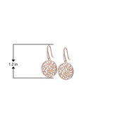 18K Yellow Gold or 14K Rose Gold Plated 925 Sterling Silver Filigree Round Flower Pendant Necklace or Drop Earrings