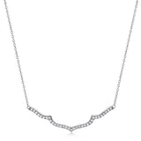 MORGAN & PAIGE .925 Sterling Silver Rhodium Plated Bar Designs Cubic Zirconia Necklace - Elegant and Dainty Sterling Silver Necklace for Women, Jewelry Gift for Her 16" with 2" Extension