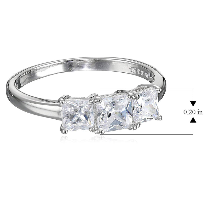 MORGAN & PAIGE Platinum or Yellow Gold Plated 925 Sterling Silver Princess-Cut Cubic Zirconia Yesterday, Today, Tomorrow 3-Stone Engagement or Anniversary Ring for Women