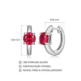 MORGAN & PAIGE Rhodium-Plated Sterling Silver Huggie Hoop Earrings - Hypoallergenic and Nickel-Free for Sensitive Skin, Choice of Birthstone Jewelry, with Elegant Gift Box